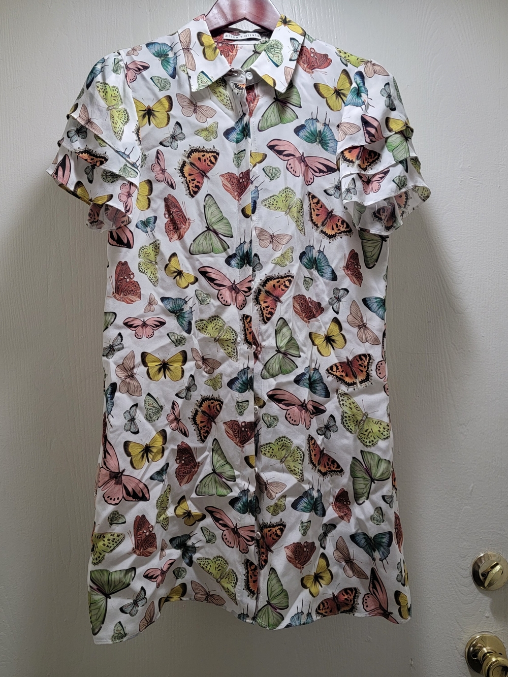 Alice + Olivia Pastel Butterfly Print Mini Dress - Pink, Green, Blue